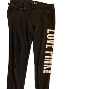 Victoria's Secret Pink Sweatpants Skinny Jogger (XS, Black/White Logo)